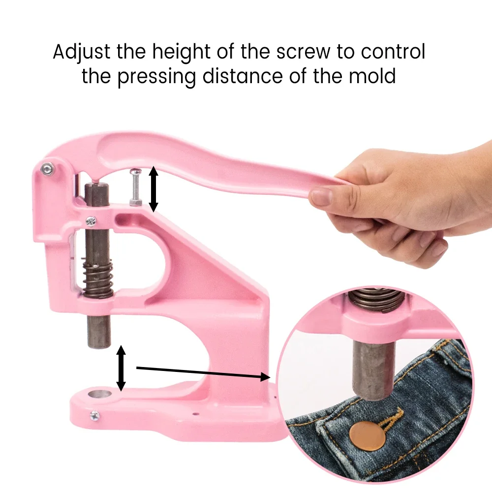 Complete Snap Fastener Button Kit Hand Punch Press Machine with Metal Mold for Clothing Jeans Leathercraft Sewing Accessories