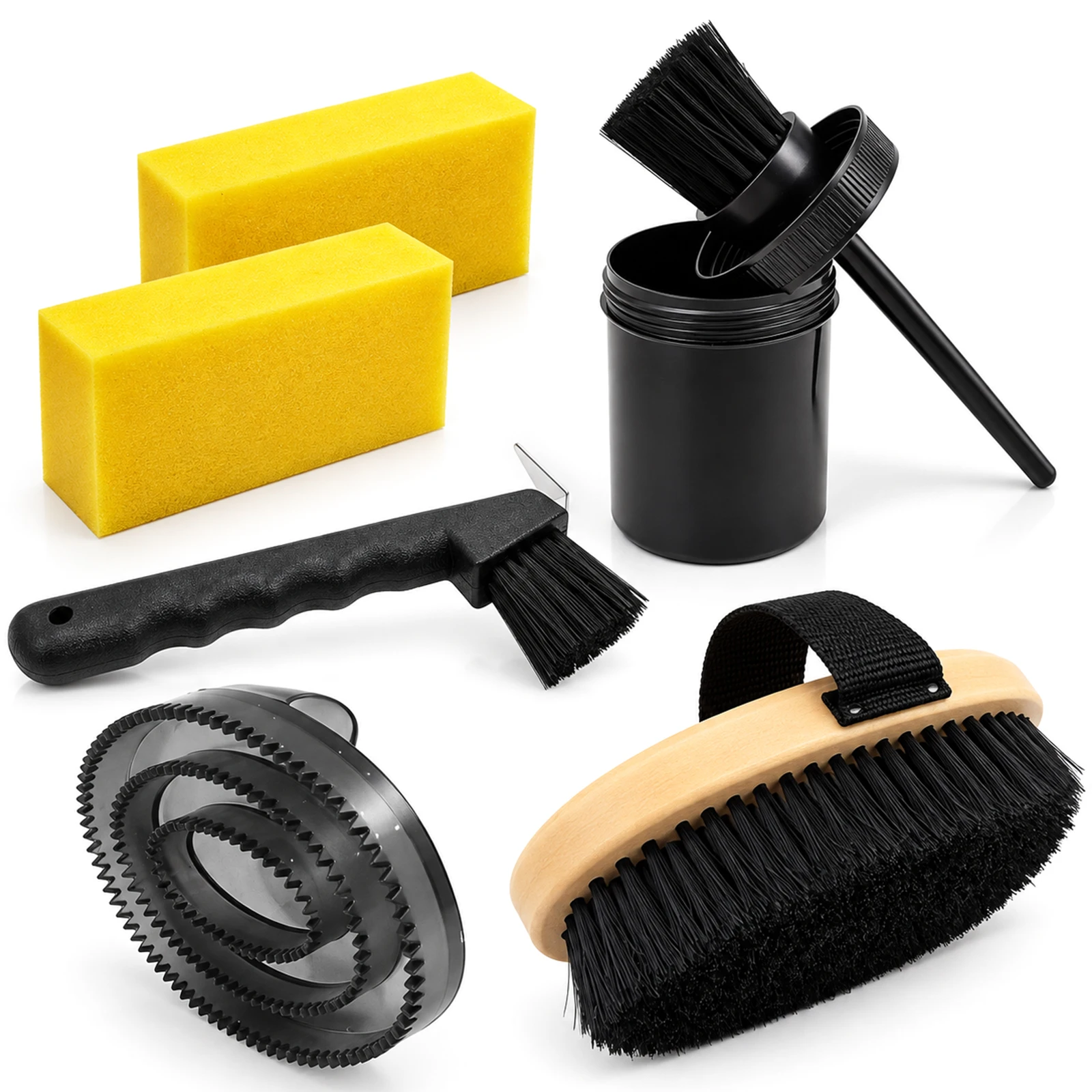 6 Piece Horse Grooming Kit Hoof Pick Curry Comb Bath Sponge Horse Care Cleaning Tools Set Equestrian Supplies