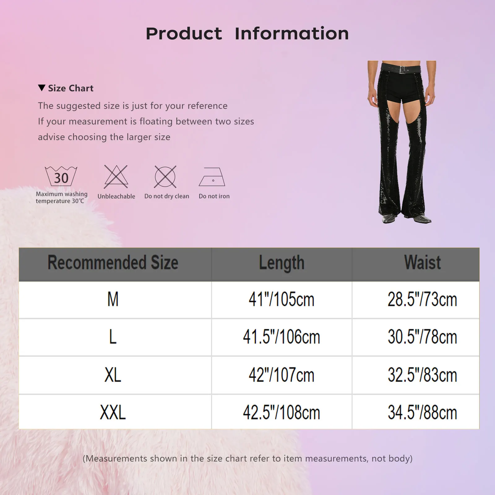 남성 카니발 에지 디스코 재즈 댄스 팬츠 허리 크로치 부분이 비어있는 풀라이닝 플레어 팬츠 카우보이 찹스 팬츠 테마 파티용