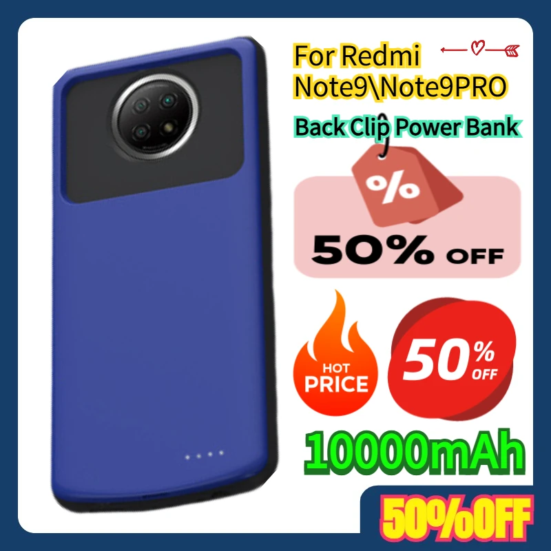 

10000mAh Back Clip Power Bank For Redmi Note9\Note9PRO Power Bank Portable External Battery Charging Cover Battery