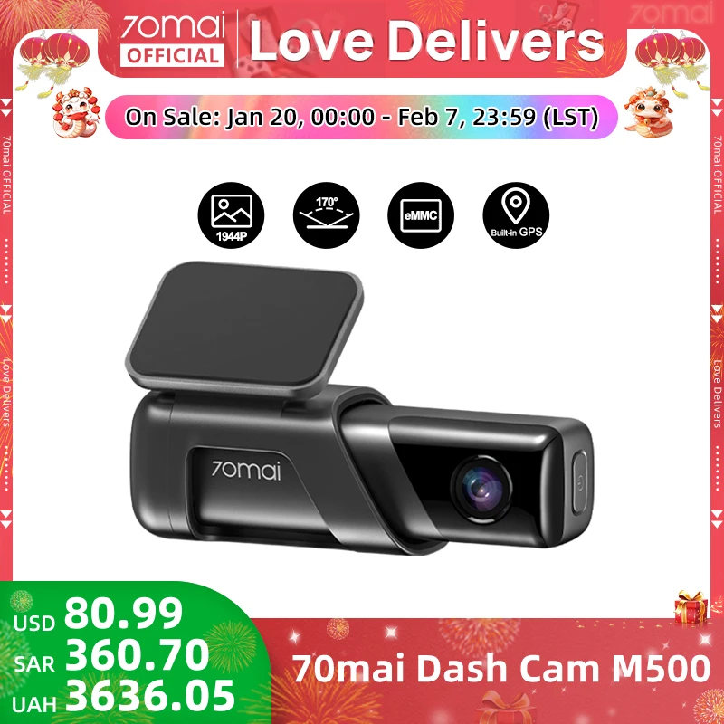 70mai Dash Cam M500 1944P 170FOV 70mai M500 Car DVR Dash Camera Recorder GPS ADAS 24H Parking Monitor eMMC built-in Storage