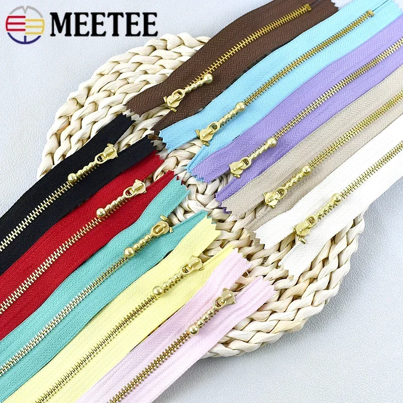 5/10/20Pcs Meetee 3# 12-40cm Close-end Zip Metal Zipper Clothes Auto Lock Zippers Jeans Pocket Zips Repair Tailor DIY Accessory