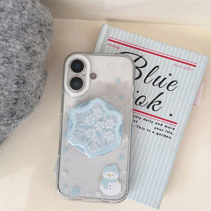 

Милый рождественский держатель со снежинкой для телефона Griptok, поддержка iPhone 17, 15, 16, складной чехол для беспроводной зарядки, подставка