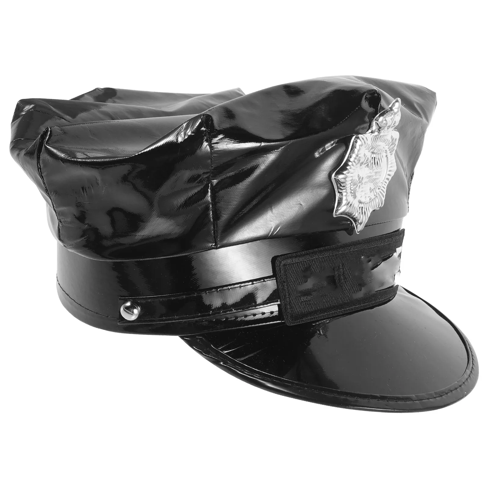 Police Costume Hat Octagonal Badge Black 58cm Stylish Z Plastic Baffle Comfortable Cosplay Stage Performance