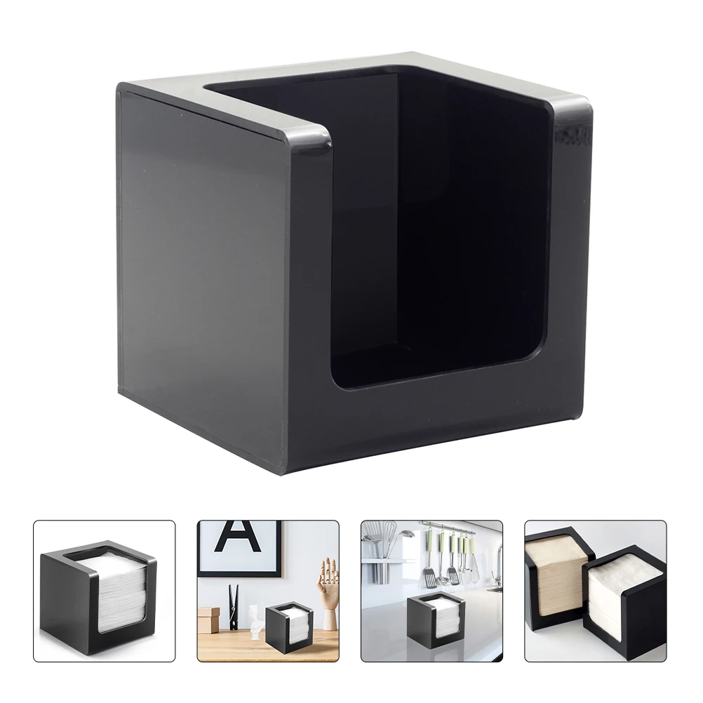 

1pc Acrylic Tissue Box Compact Car Napkin Holder Large Hole Paper Storage Decor Black Organizer For Home Office Car Easy