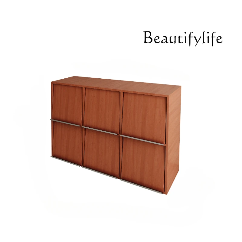 

Nordic Solid Wood Bookcase Magazine Combination Cabinet Living Room Floor Lattice Storage Display Chest of Drawers