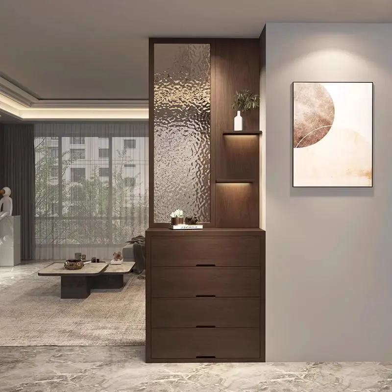 New Chinese Style Glass Screen Partition Cabinet Living Room Entrance Facing the Entryway, Entryway Cabinet Block Simple,