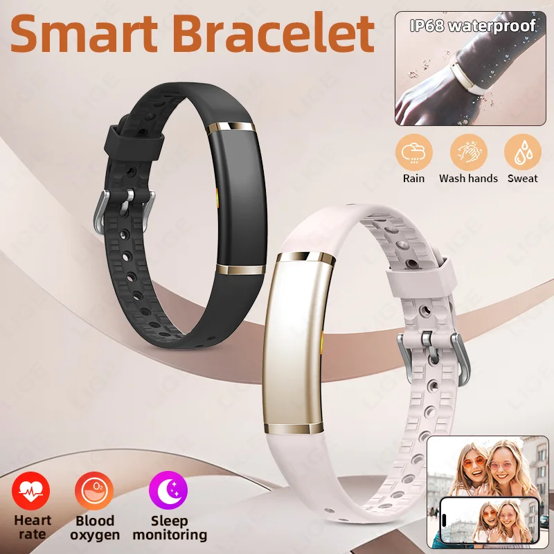 

LIGE 2026 Sports Fitness Smart Bracelet Pedometer HRV Blood Oxygen Health Tracker No Screen Smartwatch IP68 Waterproof Smartband