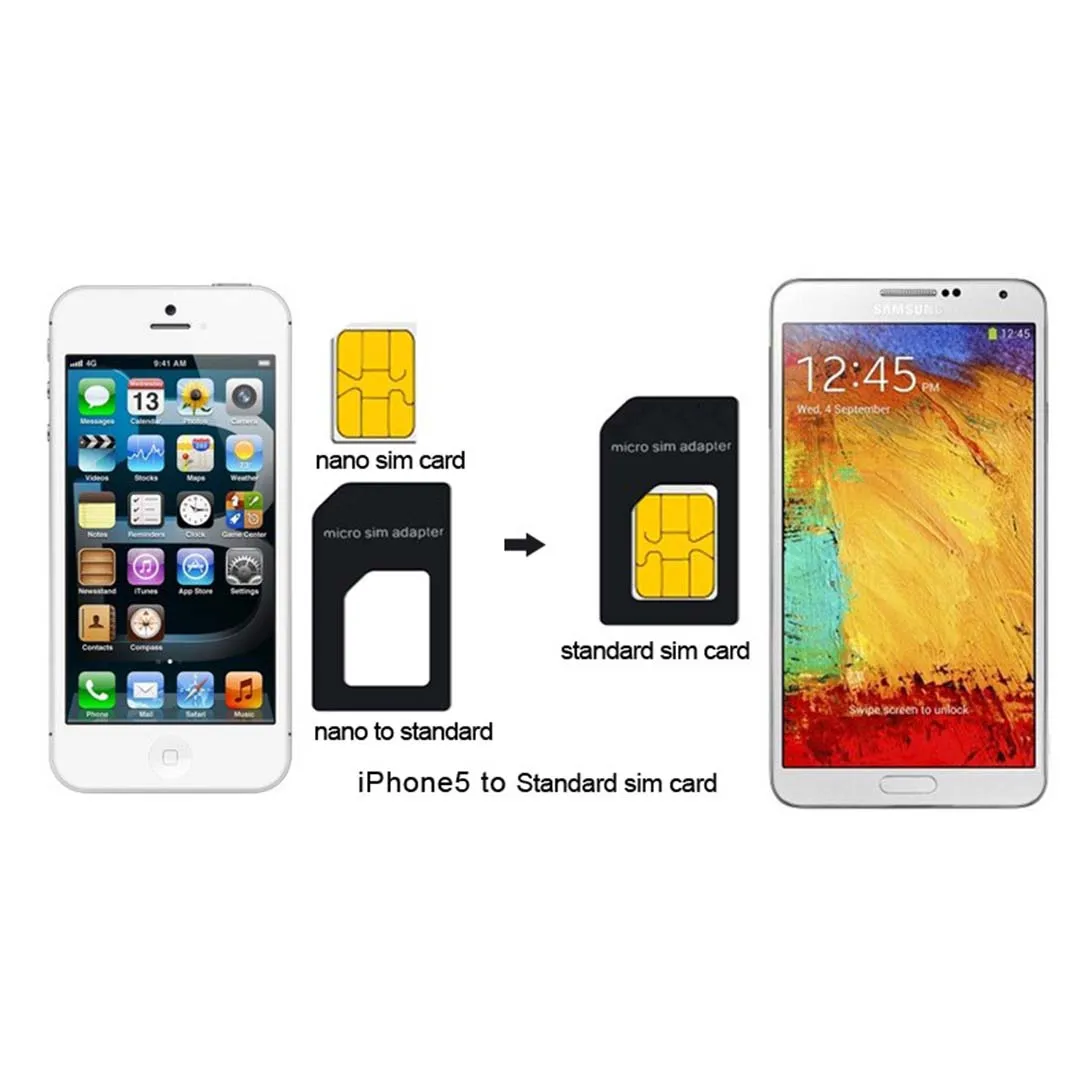 Kit connettore adattatore Micro Nano SIM Card per iPhone 5 6 7 plus 5s Xiaomi Redmi Note 4 supporto SIM Standard per tutti i telefoni