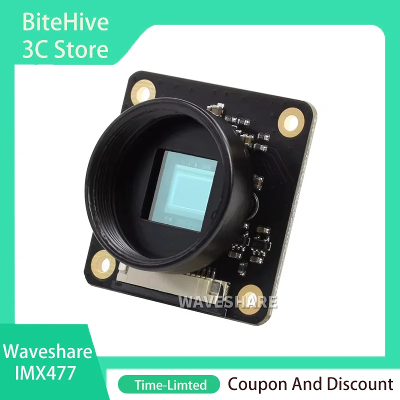 Waveshare IMX477 12.3MP Camera For Raspberry Pi Compute Module Jetson Nano Sensor High Sensitivity Support C-/CS-Mount Lenses