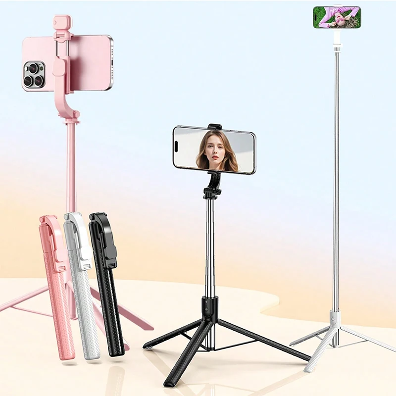 Bastão de selfie de 67 polegadas com tripé reforçado Tripé de telefone portátil retrátil multifuncional com controle remoto compatível com inteligência