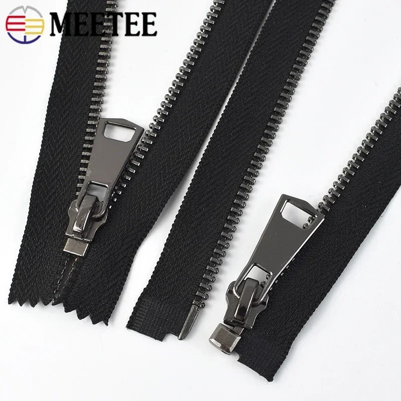 Meetee 5# Black Metal Zippers 15-40cm Close-end 50-150cm Open-end Zip Auto Lock Zips for Coat Garment Shoes Sewing Accessories