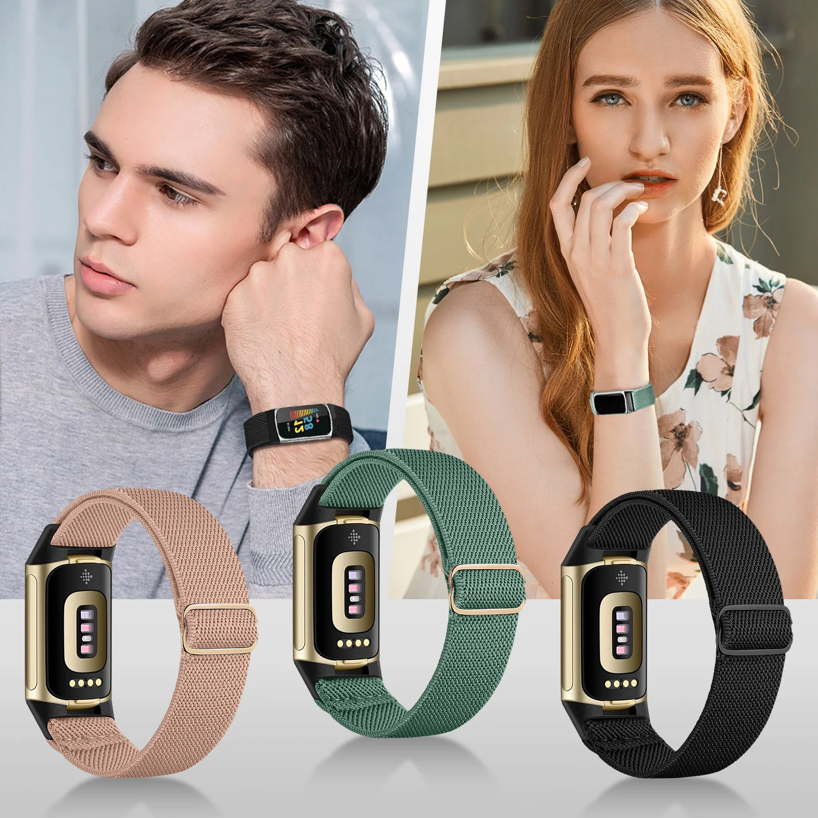 

3Pcs Strap Adjustable Nylon Straps, Elastic Replacement Wristband for Men Women, Secure Comfortable For Fitbit Charge 6