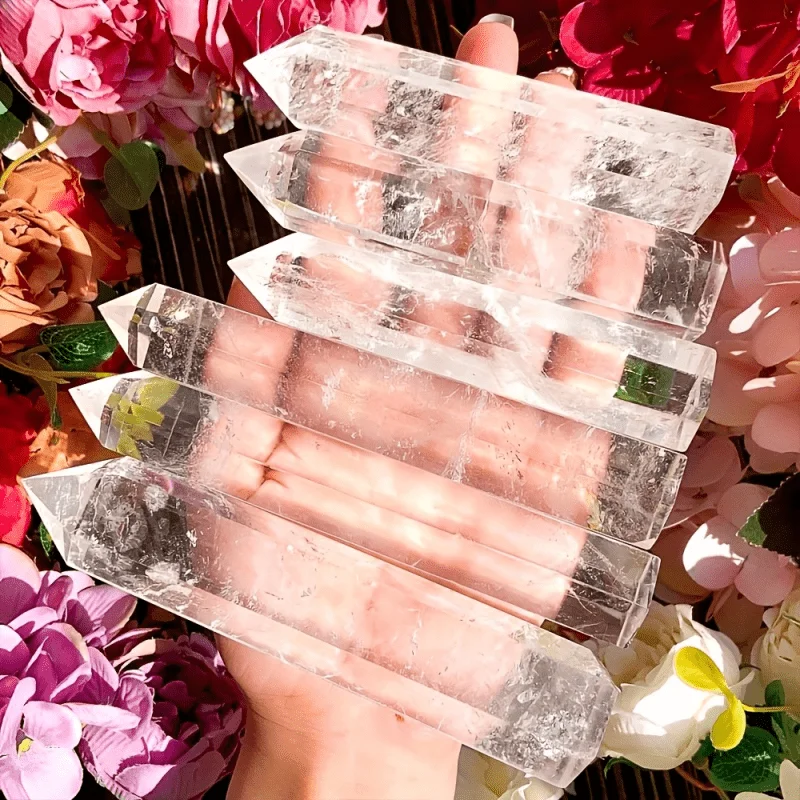 1pc Random Natural Clear Quartz Tower Decorative Stone-polished Natural Crystal Wand Point for Home，wedding，party Decor