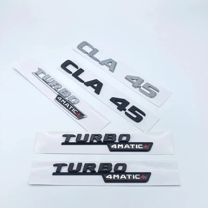 

ABS Black Silver Emblem for Mercedes C118 W117 CLA35 CLA45 Turbo 4MATIC+, Car Fender & Rear Trunk Logo Badge Sticke