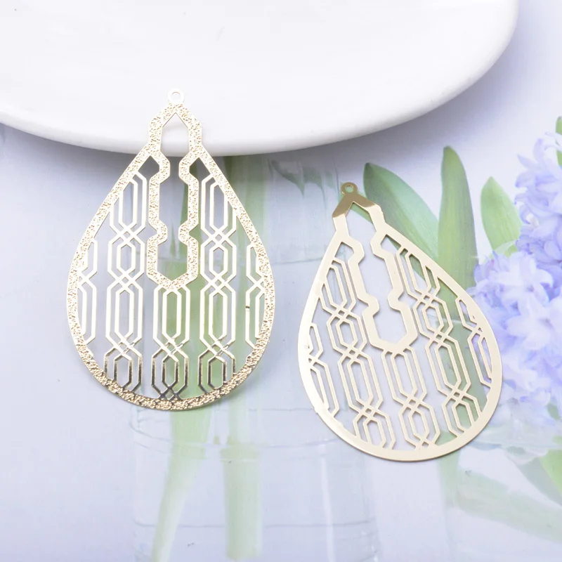 30 Stück AB3767 52*32mm Messing lackierte Tropfenform Laser-geschnittene Anhänger DIY Schmuck Ohrring Zubehör – Detail 6
