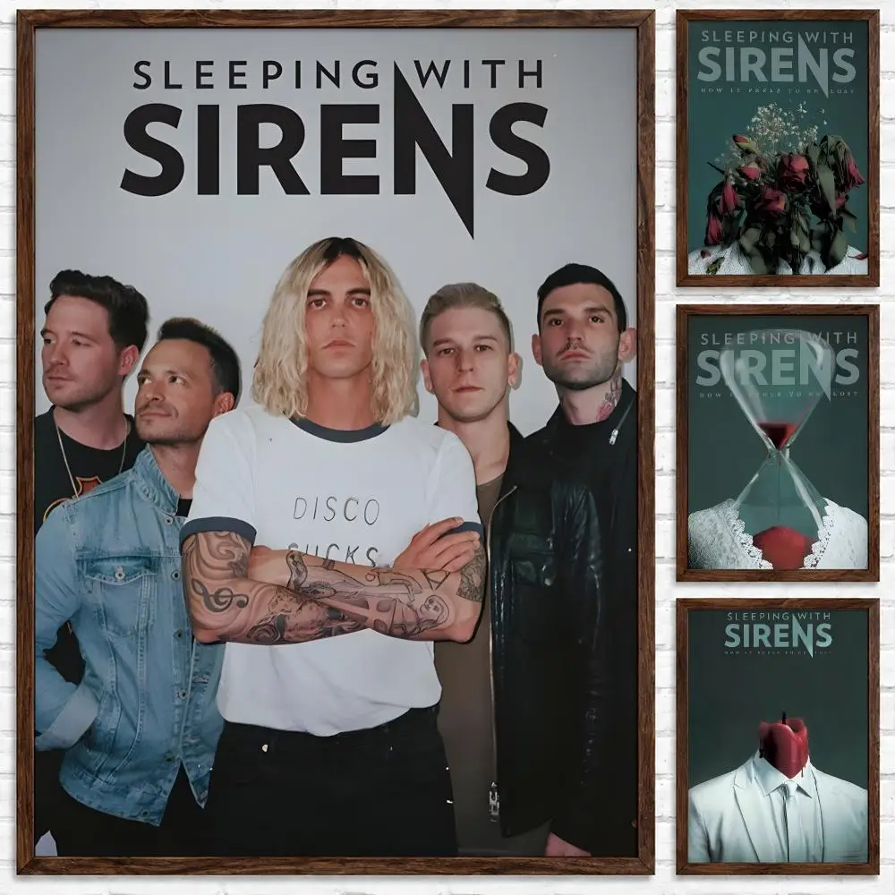 Post-Hardcore Band Sleeping with Sirens Poster Self-adhesive Waterproof Paper Sticker Art Coffee House Bar Room Wall Decor