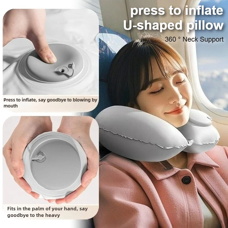 

Compression Inflatable U-shaped Pillow Portable Travel Airplane Pillow Neck Protection Pillow Outdoor Travel Sleeping Pillow