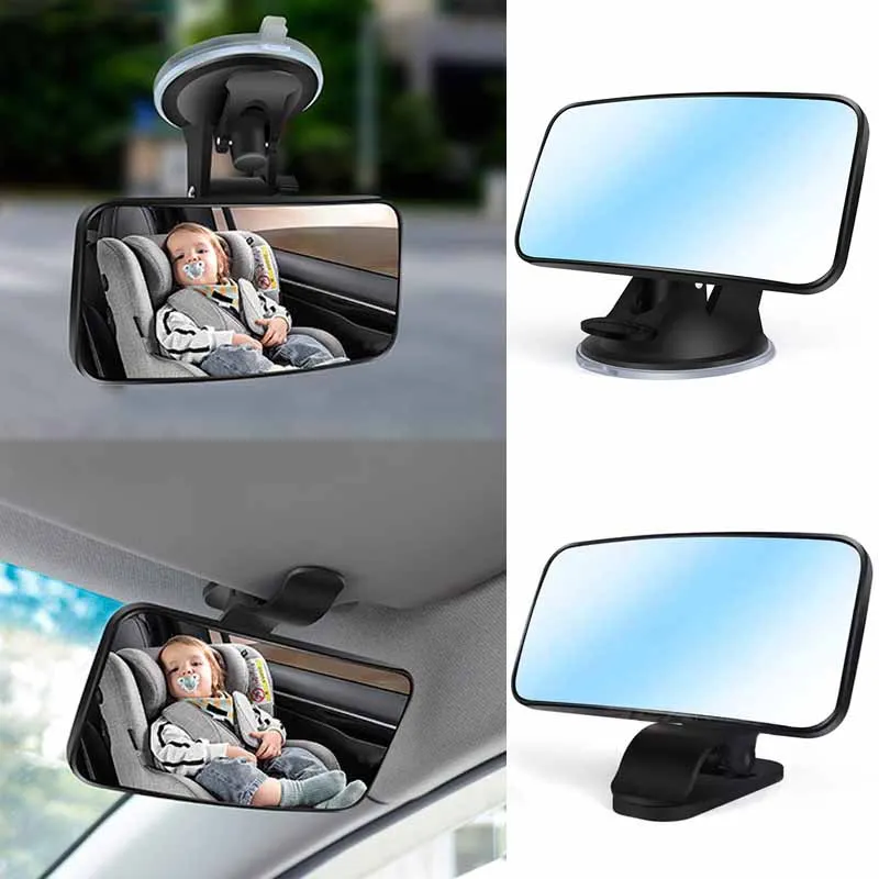 Car Interior Baby Mirrors Baby Kid Back Seat Observe Mirror 360 Degrees Rotatable Windshield Sucker Sun Visor Plate Clips Mirror