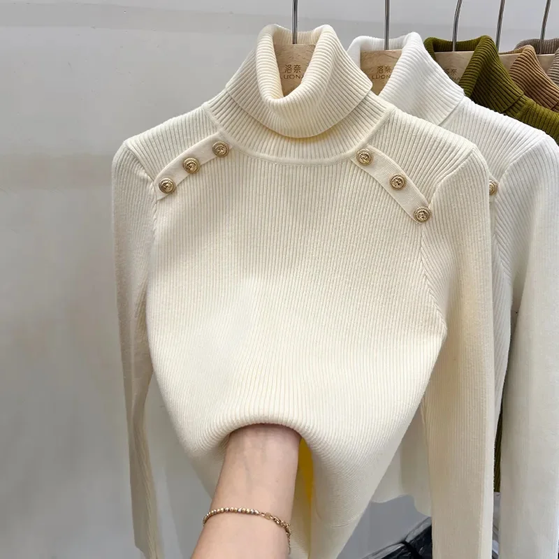 

2025 Autumn and Winter New Cashmere Sweater Women's Turtleneck Long sleeved Knit Pullover Slim Cashmere Sweater