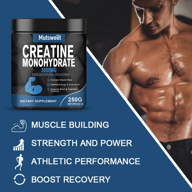 Creatina monohidratada, 5000 mg, constructor corporal, rendimiento energético, proteínas de suero sin ceto para la salud muscular, sin OGM, sin gluten