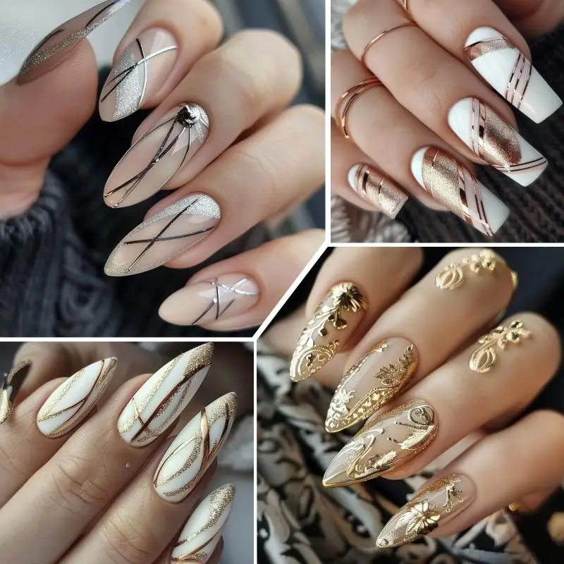 Line Gel New Nail Art High Density Gold Silber UV LED Gel Professionelles Salon Glitzer Nageldesign Metallic Langlebig