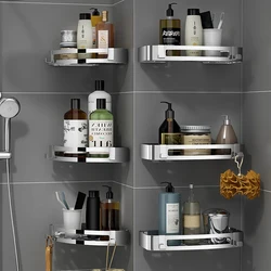 Stainless Steel Corner Rack Bathroom Storage Rack Kitchen Storage Rack No Punching Toilet Corner Storage Rack