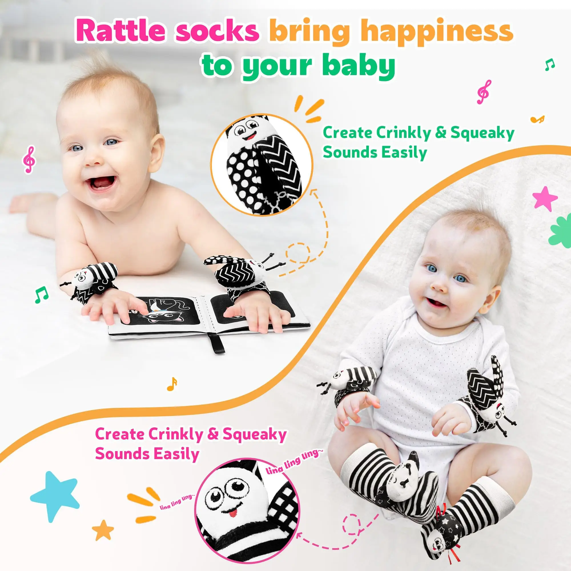 1 Set Baby Rattles Toys Infant Toys 0-6 Months  Cute Stuffed Animals Wrist Rattle Foot Finder Socks Newborn Toys Baby boy Gifts