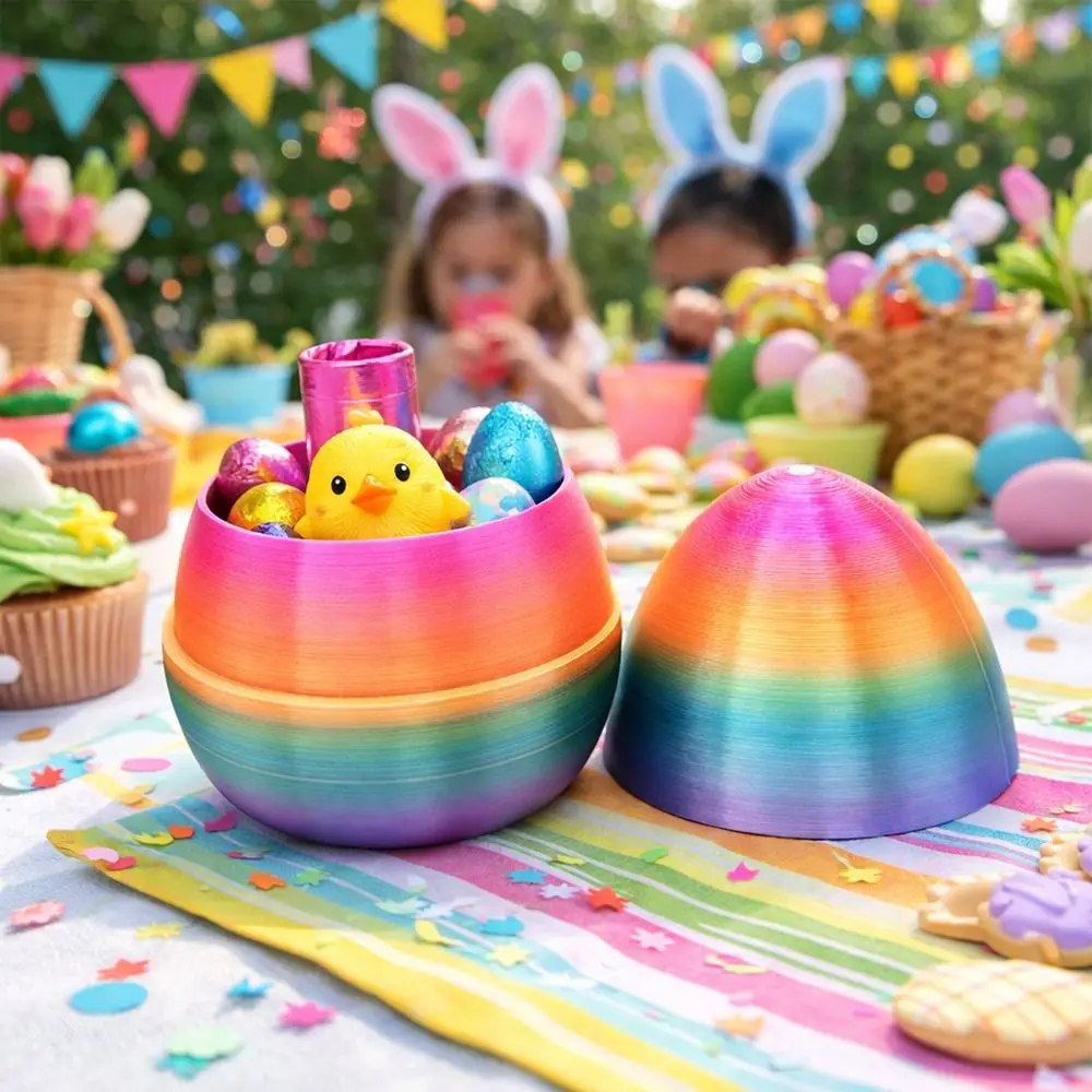 

Креативное радужное пасхальное яйцо с 3D принтом, забавное съемное подарочное розыгрыш, коробка для яиц, новинка, пластиковое яйцо-сюрприз, подарок, товары для вечеринок