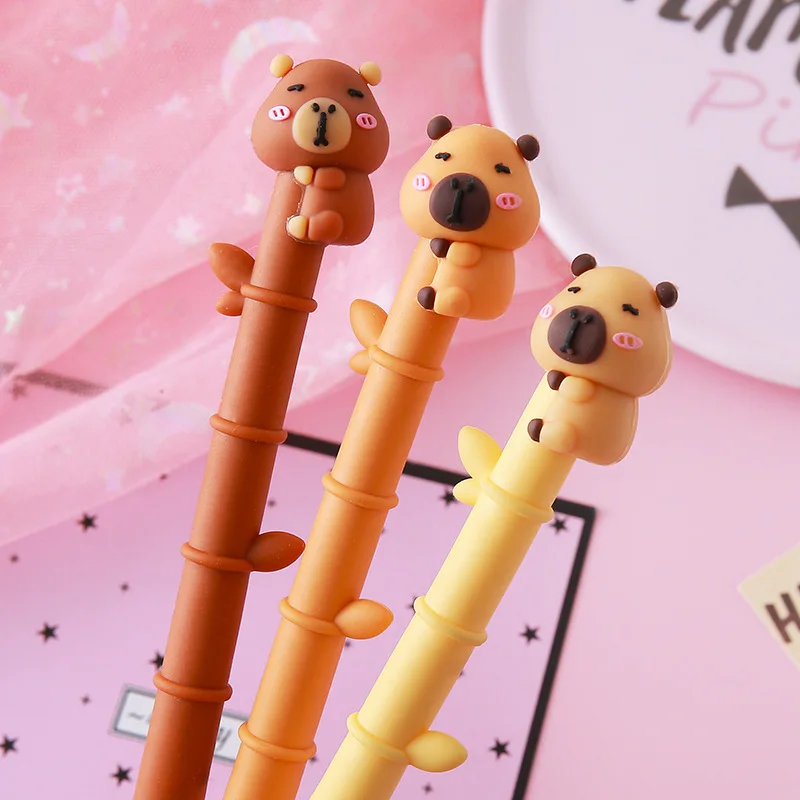 

4pcs Cute Gel Pen for Kids Student Kawaii Cartoon Animal Bear School Office Stationery Supplies Black Ink 0.5mm