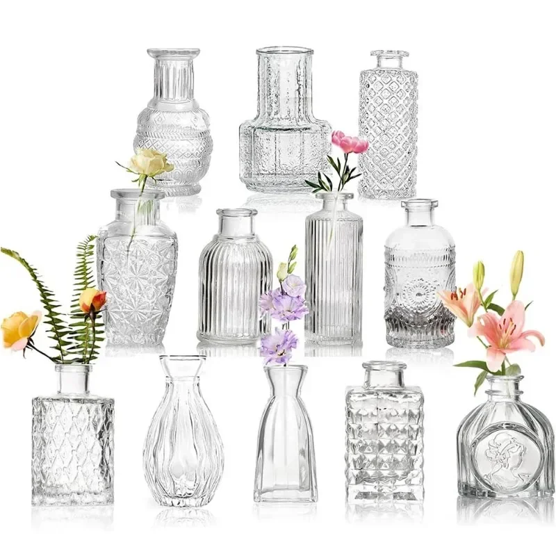 bud vases mini glass vases for flowers,vintage vase for centerpieces,small flower vase for wedding home party decor