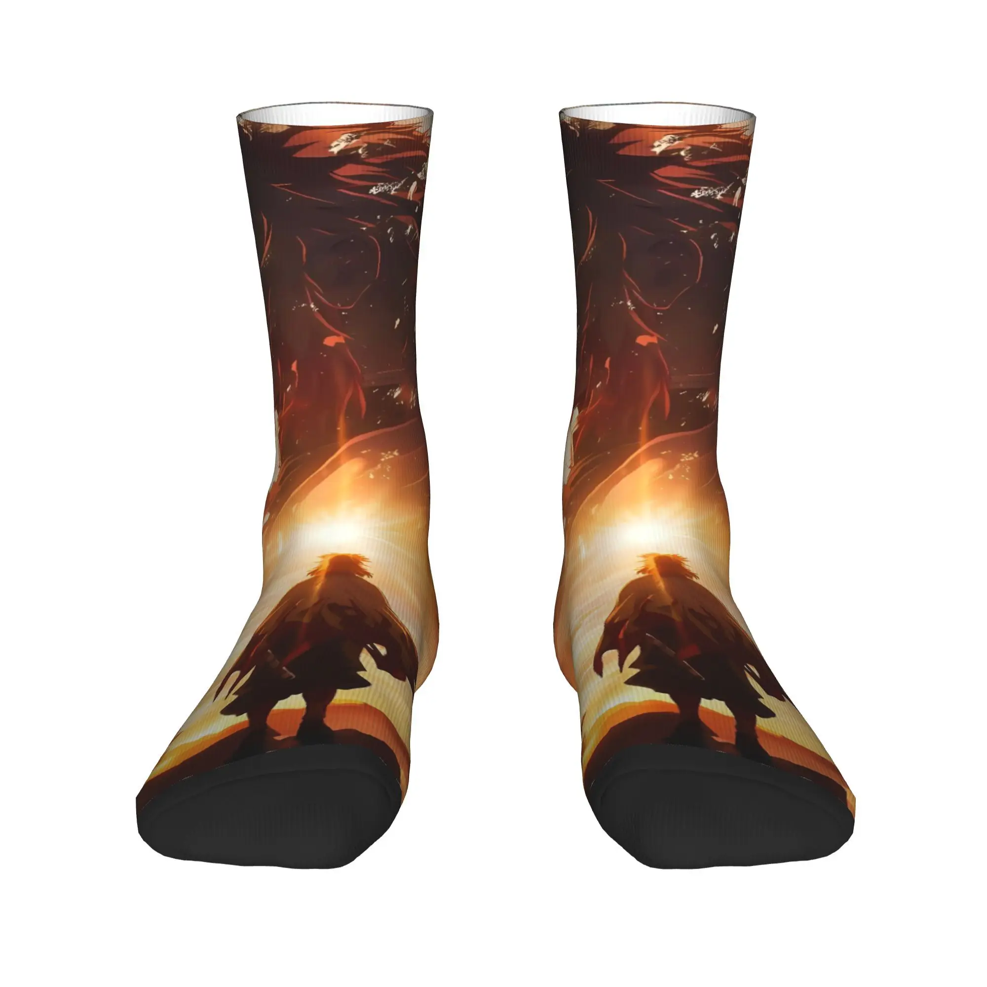 أنيمي Kyōjurō Rengoku الجوارب جوارب غير رسمية الرجال الدافئة لينة في الهواء الطلق الجوارب الخريف الرسم المضادة للبكتيريا الجوارب