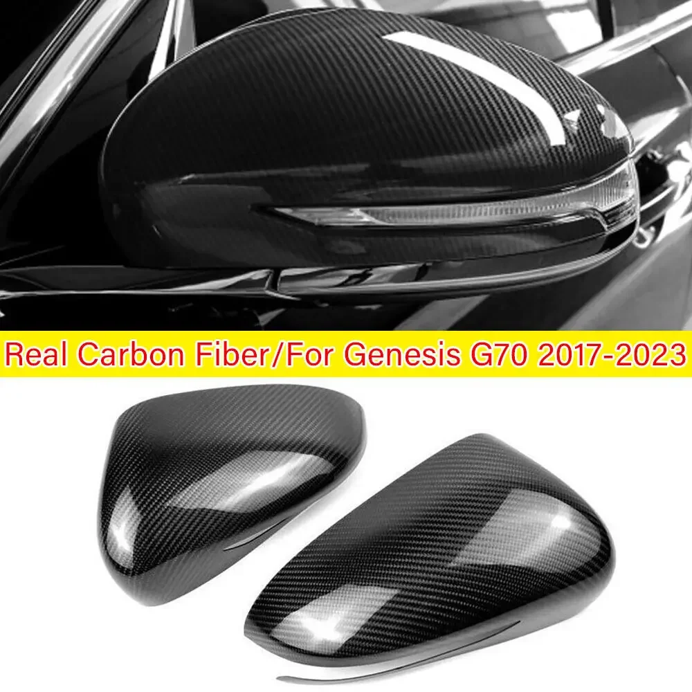 

For Genesis G70 2017-2023 Real Carbon Fiber Rearview Car Sticker Side Mirror Cover Wing Cap Exterior Door Rear View Case Trim