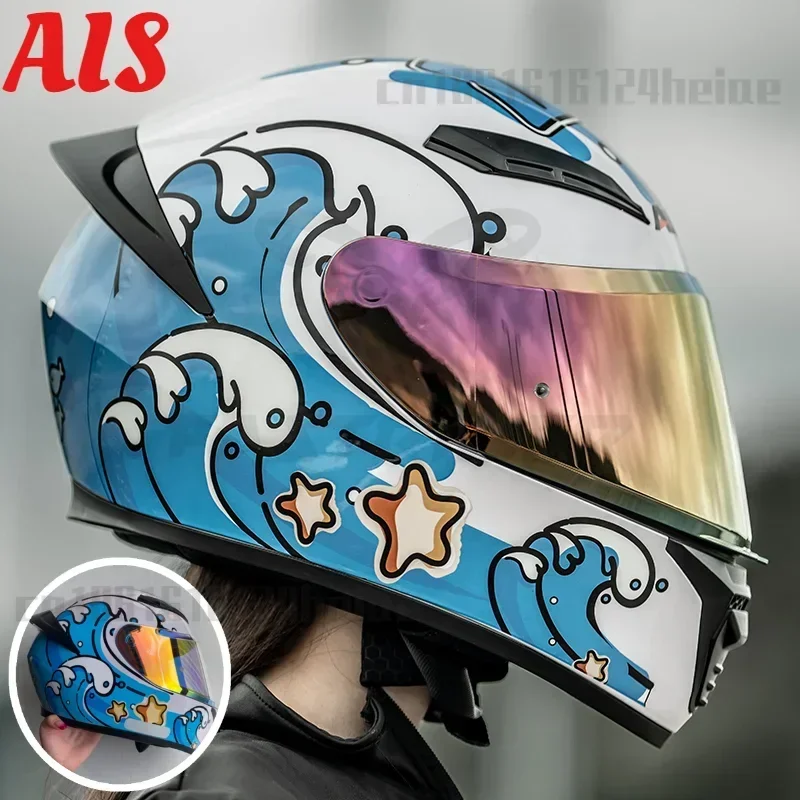 

Мотоциклетный шлем AIS, женский полнолицевой шлем, всесезонный милый мотоциклетный шлем, новинка 2024, cascos para moto