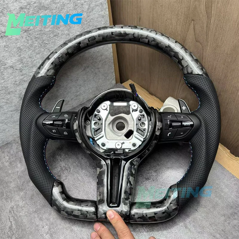 Forged carbon fiber steering wheel with multifunctional buttons and paddles suitable for BMW F10 F30 F20 F45 F55 F70 M3 M5