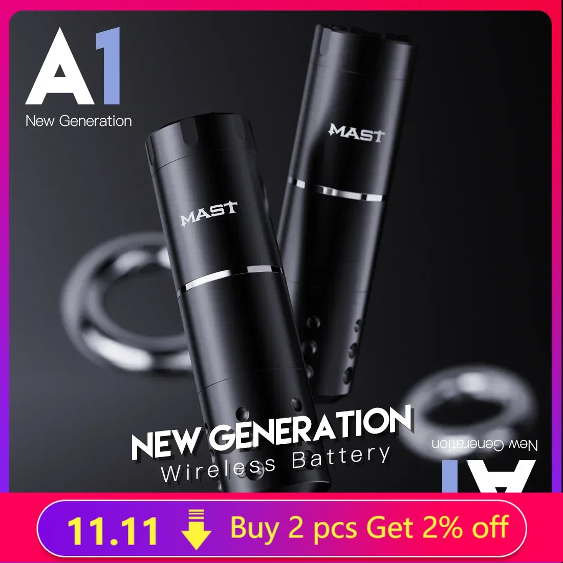 MAST Tattoo A1 Professional Wireless Tattoo Machine Pen Battery Portable Power Coreless Powerful Motor Digital LED Makeup