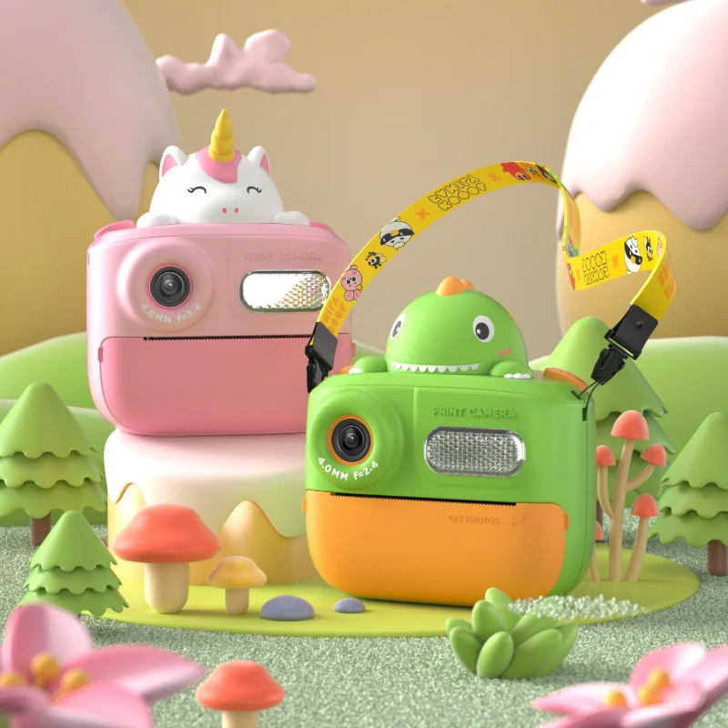 Aparat fotograficzny dla dzieci Mini drukarka przenośna termiczna natychmiastowy druk fotograficzny dla dzieci podwójny aparat HD 4800W zabawka edukacyjna prezent