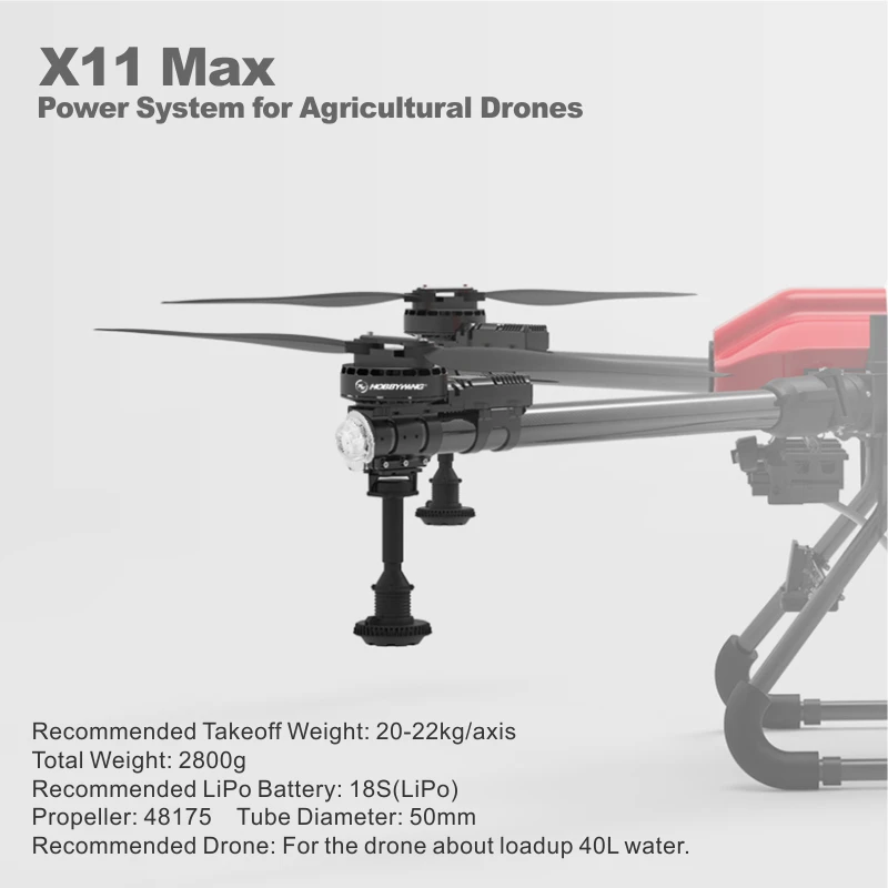 Origina Hobbywing X11MAX Motor Power Xrotor FOC Combo 80A ESC 20-22KG 48175 CW/CCW Propeller 50mm Tube For AG UAV Drone 40L