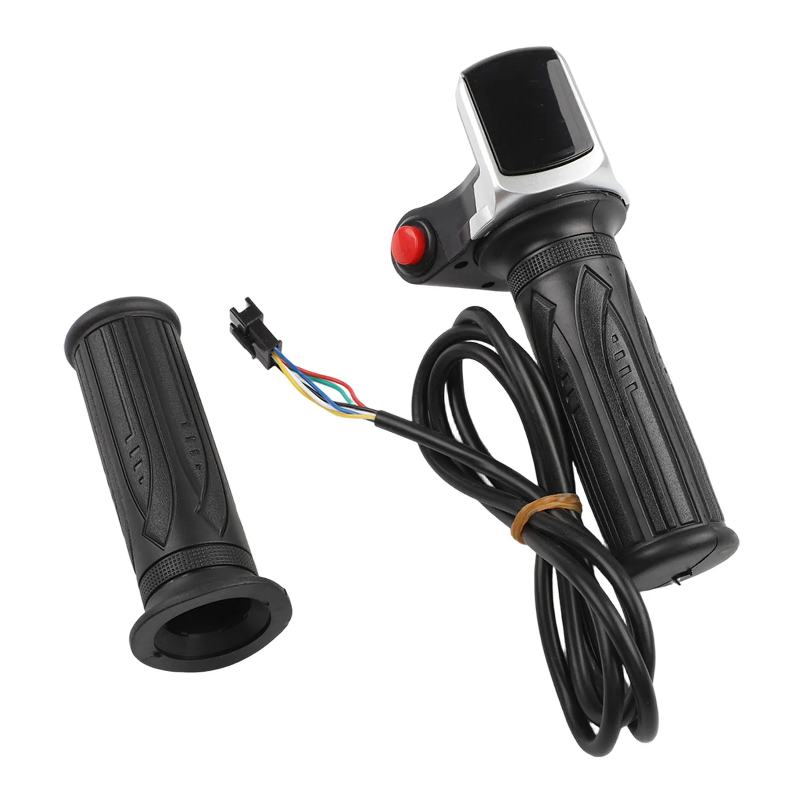 

36V Electric Bike Throttle with LED Voltage Display for Scooter and Bicycle Handlebar Grip with Power Switch Button Control