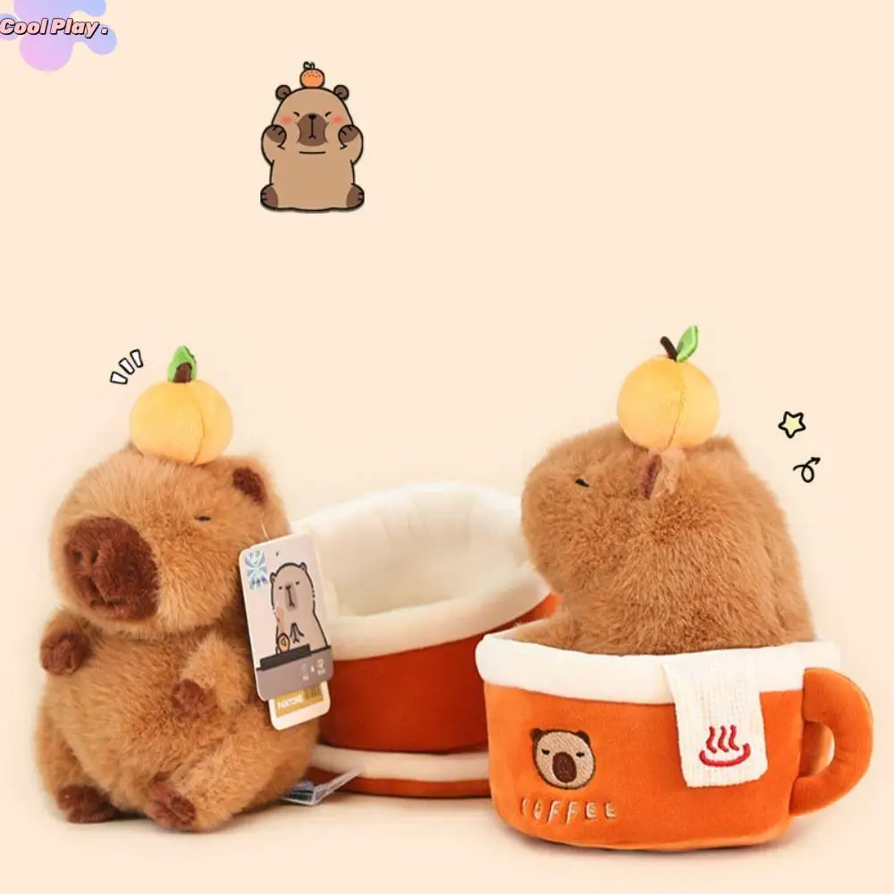 

Cute Simulation Capybara Plush Toy Coffee Cup Soft Plush Animal Kapibala Doll Ins Fluffy Capybara Plush Stuffed Toy Kids Gifts