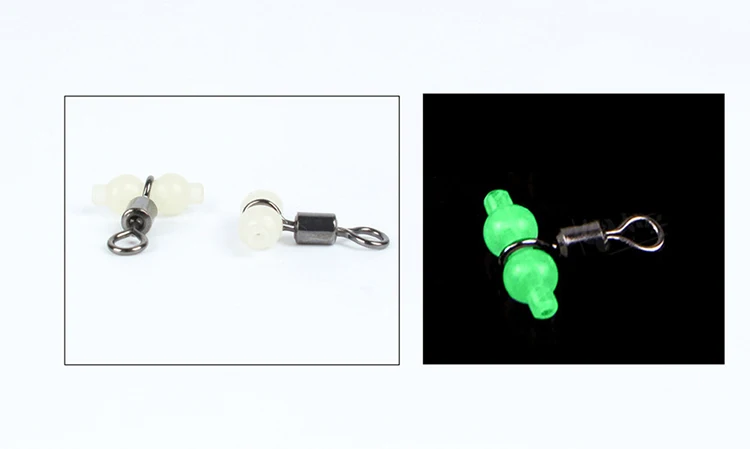 MNFT 100Pcs Luminous 3 Way Durable Fishing Swivels Sea Fishing Accessories Rolling Swivels Connector Sea Fishing Hook Size L S