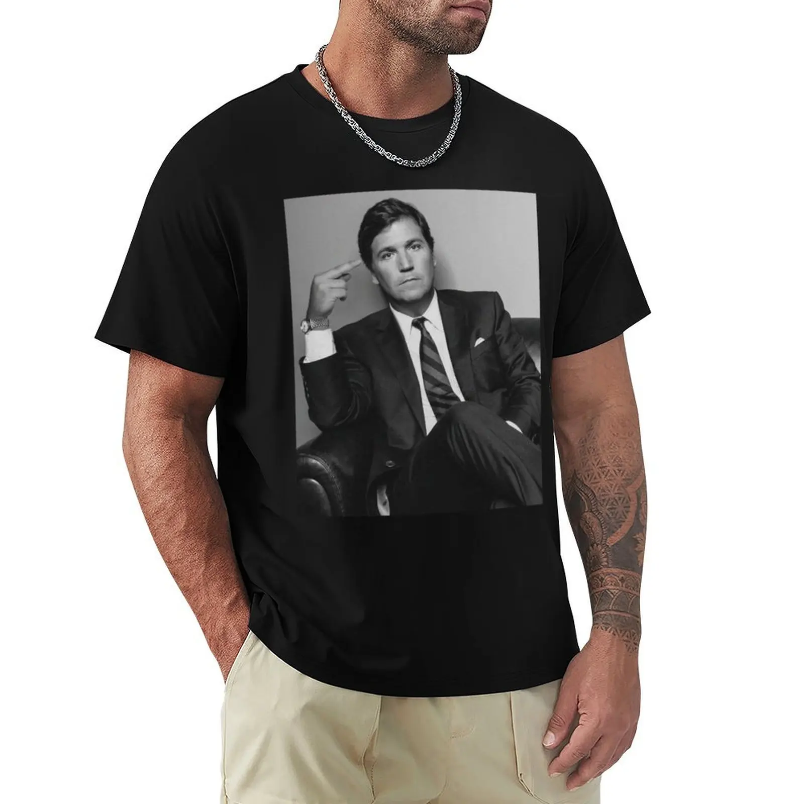 Tucker Carlson Middle Finger T-Shirt t shirts for man slim fit T-Shirt