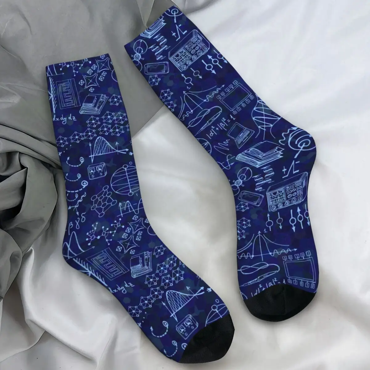 Science Education Socks Abstract Formulas Elegant Stockings Spring Non-Slip Unisex Men Socks Quality Custom Skateboard Socks