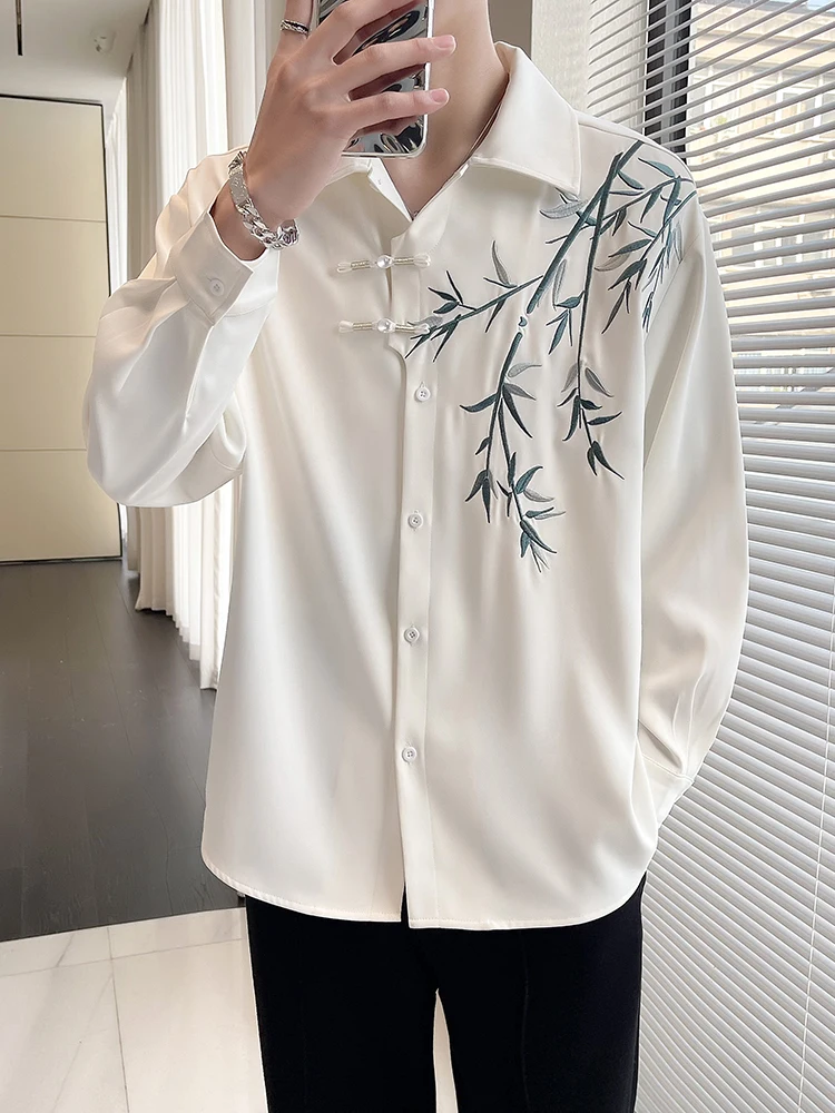 

New Chinese Sle Long Sve irt Men's Early Spring Light Maturi Sle White irt 2025 Spring High End Coat Jaet