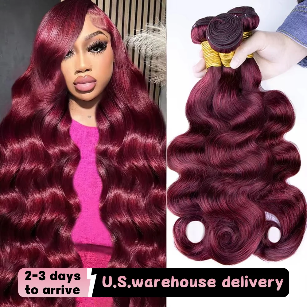 99J Human Hair Bundles Wine Red Bundles Burgundy Body Wave Human Hair Bundles Brazilian Unprocessed Virgin Hair Burgundy Bundles