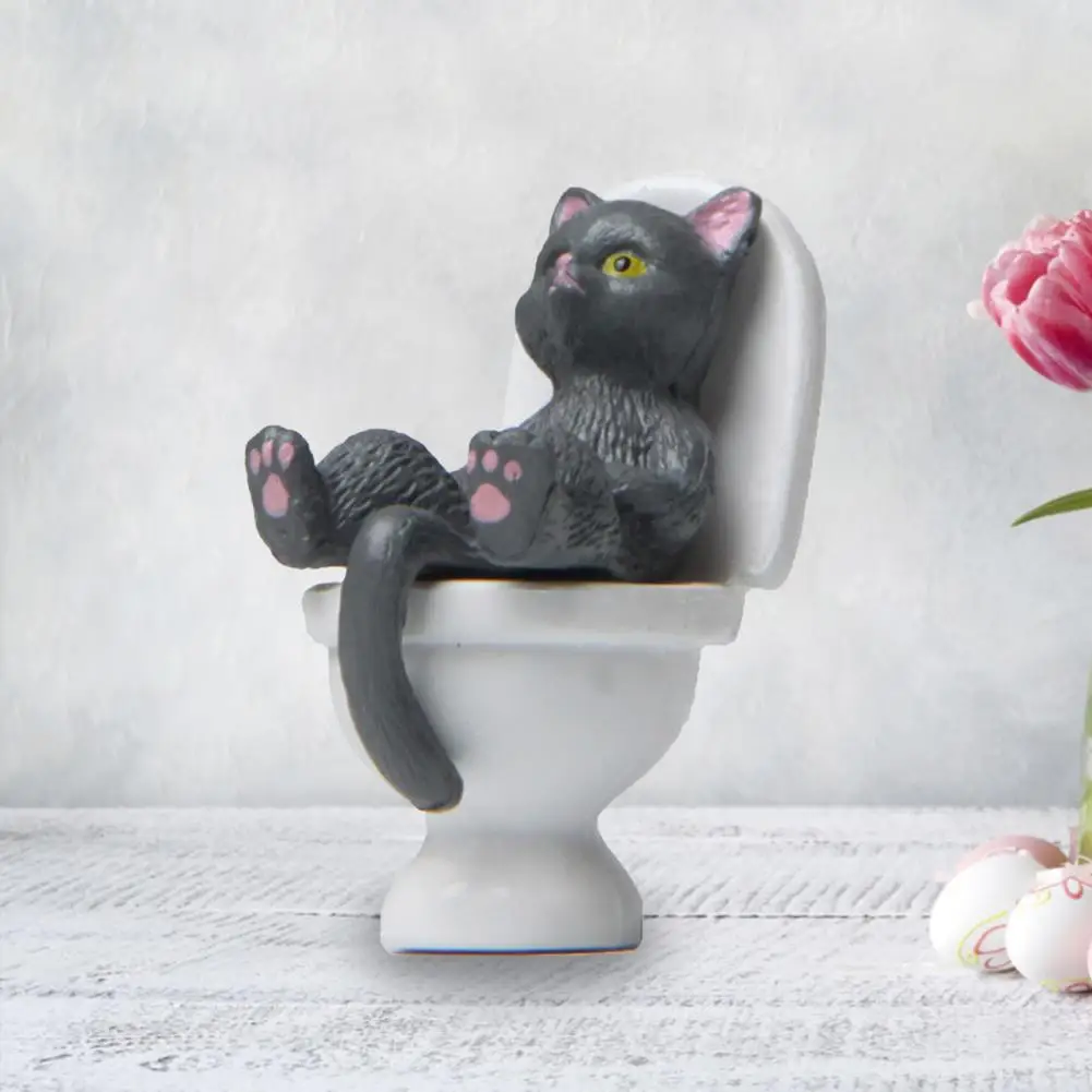 Figurine Fun Vivid Funny Cat Spiritual Consolation PVC Appearance Toilet Series Cat Statue Party Supplies