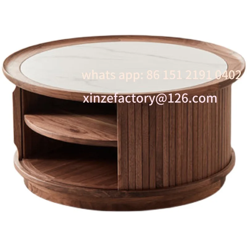 

Customizable North American black walnut Italian light luxury garden combination living room sofa small tea table solid wood roc