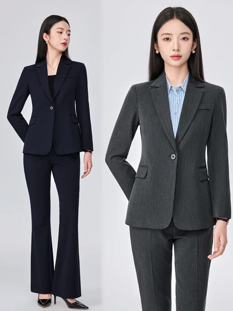 

Gray women's blazer for spring and autumn, suitable for petite individuals, with a high-end feel, ideal for civil service exams