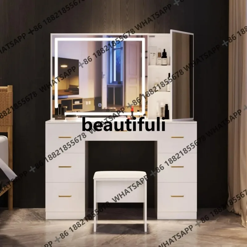 RR Light luxury dresser, chest and cabinet integrated, modern simple rock slab multi-layer storage dressing table