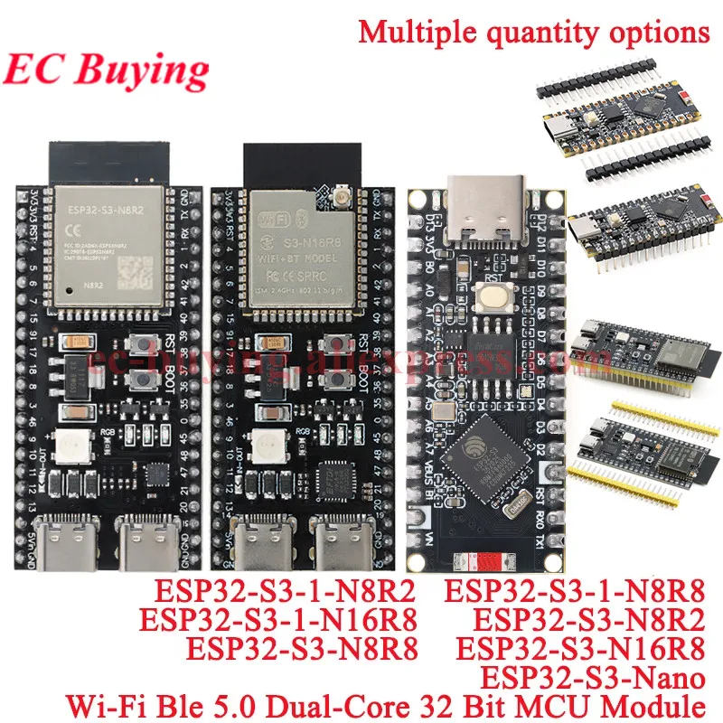 1Pc-2Pcs ESP32-S3 DevKitC N8R2 N8R8 N16R8 Nano Development Board Wireless WIFI Wi-Fi Ble 5.0 32 Bit MCU Core Module ESP32S3